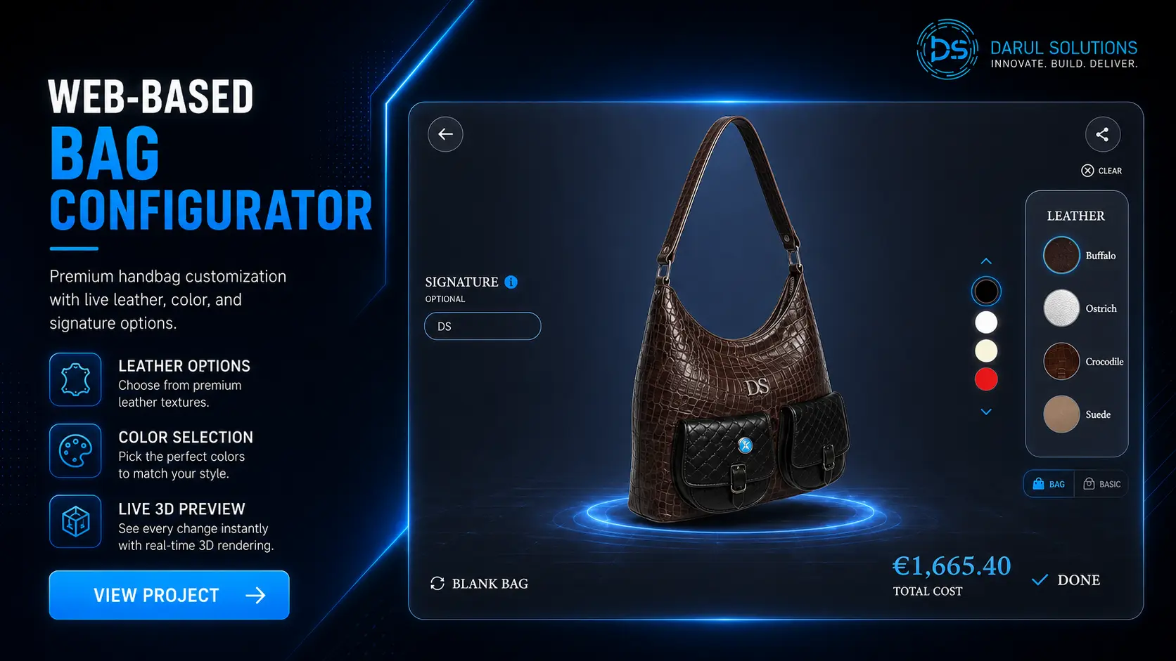 Leather Handbag Configurator - Web Product Configurators visualization screenshot 1